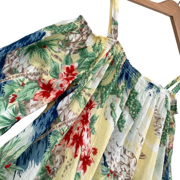 Chaps Blouse Top Womens Large Multi Tropical Print Sheer Off The Shoulder - Picture 4 of 14